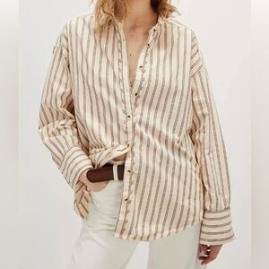 Free people Varsity vibes striped button down shirt size large